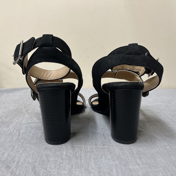 Vionic Carmel Sandal Womens Size 6 Black Suede Ankle Strap Chunky Heels Fs Chrty - Picture 5 of 11